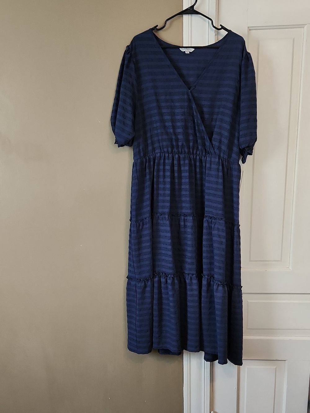 Classic Navy Tiered Wrap Maxi Dress — Women